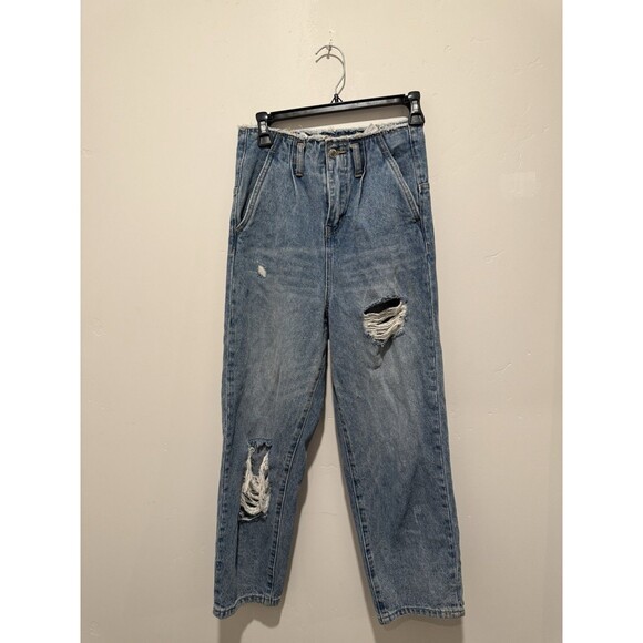 Vervet Flying Monkey Distressed High-Waisted Denim Jeans Size 24 Blue - Picture 1 of 7